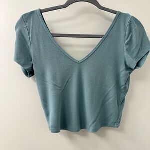 Blue deep v shirt